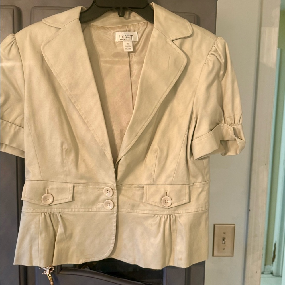 LOFT Cream Blazer with Notched Lapels - worn ONCE